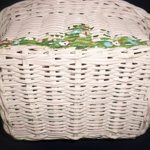 1 of a Kind Authentic Vintage 1960's Handpainted-Wicker Garden-Cottage Handbag - Picture 8 of 11